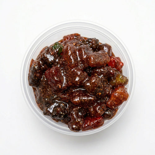 Chamoy gummy bears coated in sweet and spicy chamoy with chili powder, made fresh in Cibolo and serving San Antonio, TX