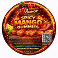 Chamoy spicy mango gummies coated in sweet and spicy chamoy with chili powder, made fresh in Cibolo and serving San Antonio, TX