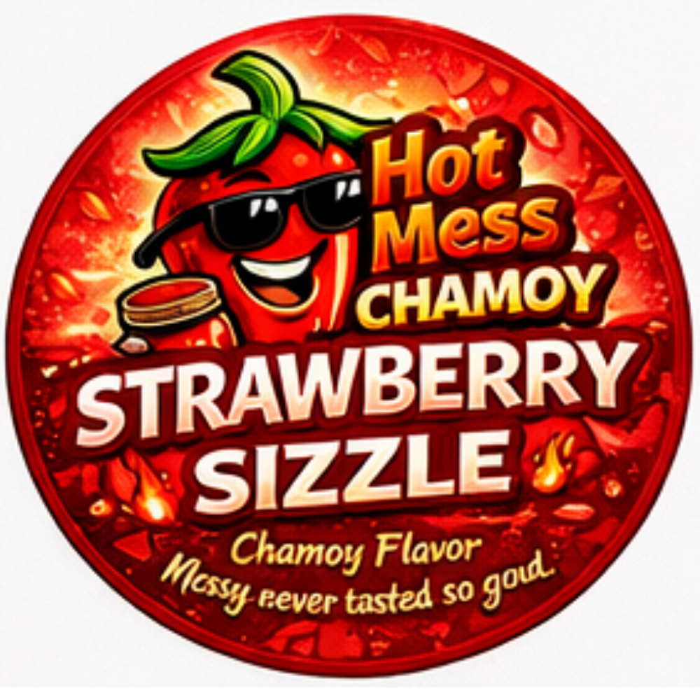 Strawberry chamoy flavor with sweet, tangy, and mild spicy coating, made fresh in Cibolo and serving San Antonio, TX